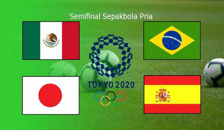 Semifinal Sepakbola Pria Olimpiade Tokyo, Spanyol, Brazil, Jepang dan Meksiko